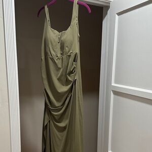 Elegant Olive Green Maxi Dress